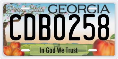 GA license plate CDB0258