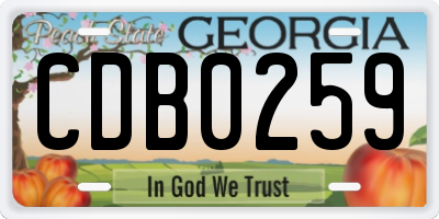 GA license plate CDB0259
