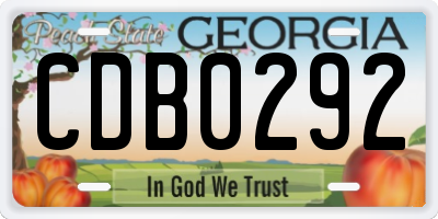 GA license plate CDB0292