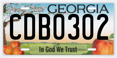 GA license plate CDB0302
