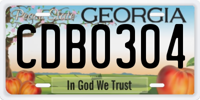GA license plate CDB0304
