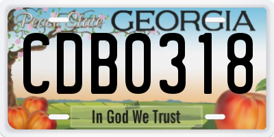 GA license plate CDB0318
