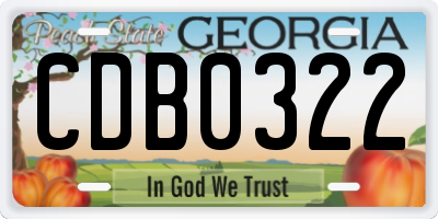 GA license plate CDB0322