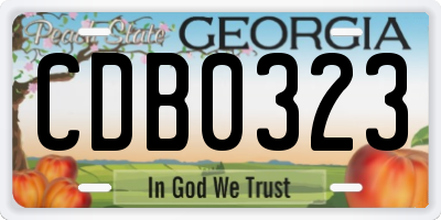 GA license plate CDB0323