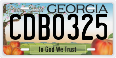 GA license plate CDB0325