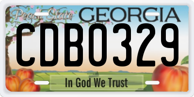 GA license plate CDB0329