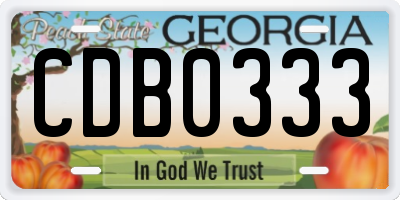GA license plate CDB0333