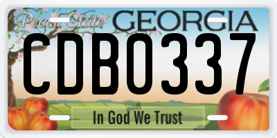 GA license plate CDB0337