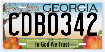 GA license plate CDB0342