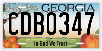 GA license plate CDB0347