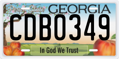 GA license plate CDB0349