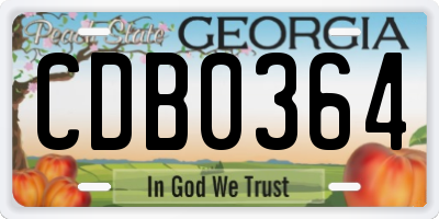 GA license plate CDB0364