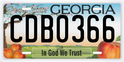 GA license plate CDB0366