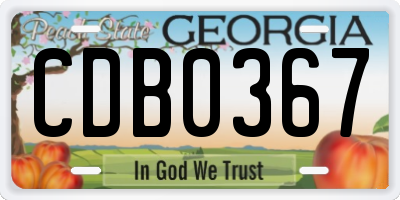 GA license plate CDB0367