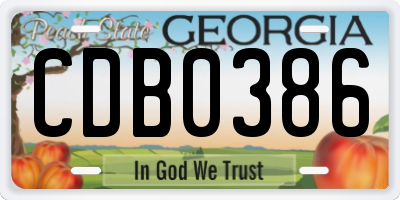 GA license plate CDB0386