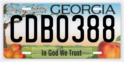 GA license plate CDB0388