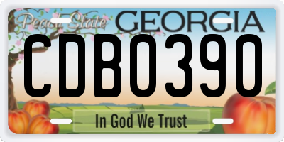 GA license plate CDB0390