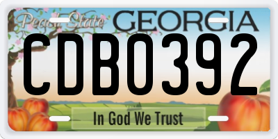 GA license plate CDB0392