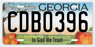 GA license plate CDB0396