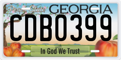 GA license plate CDB0399