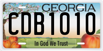 GA license plate CDB1010