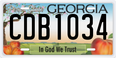 GA license plate CDB1034