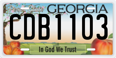 GA license plate CDB1103