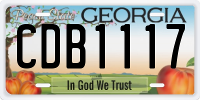 GA license plate CDB1117