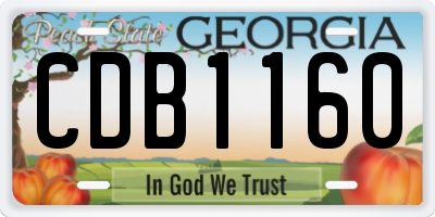 GA license plate CDB1160