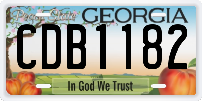 GA license plate CDB1182