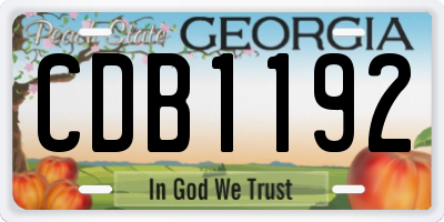 GA license plate CDB1192