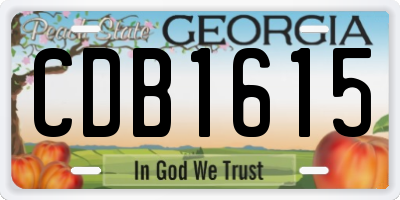 GA license plate CDB1615