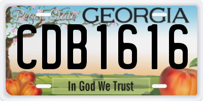 GA license plate CDB1616