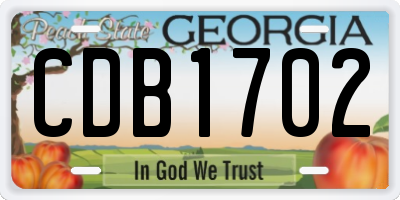 GA license plate CDB1702
