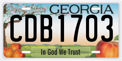 GA license plate CDB1703