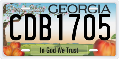 GA license plate CDB1705