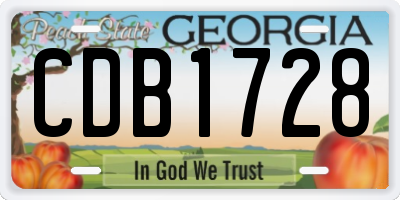 GA license plate CDB1728