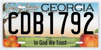 GA license plate CDB1792