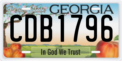 GA license plate CDB1796