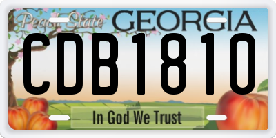 GA license plate CDB1810