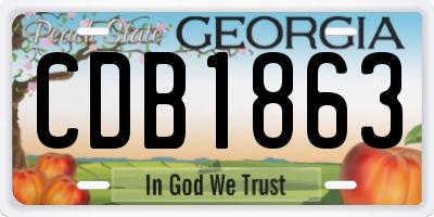 GA license plate CDB1863