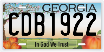 GA license plate CDB1922