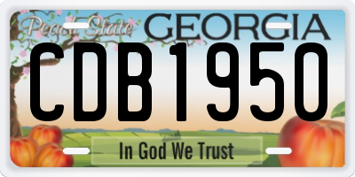 GA license plate CDB1950