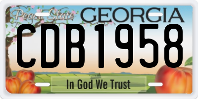 GA license plate CDB1958