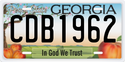 GA license plate CDB1962