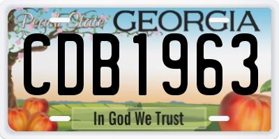 GA license plate CDB1963