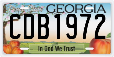 GA license plate CDB1972