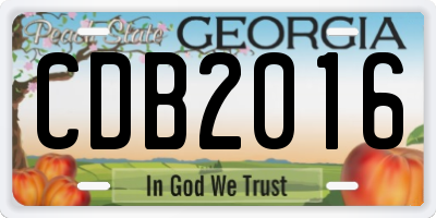 GA license plate CDB2016