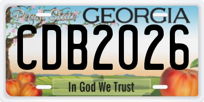 GA license plate CDB2026