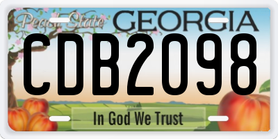 GA license plate CDB2098